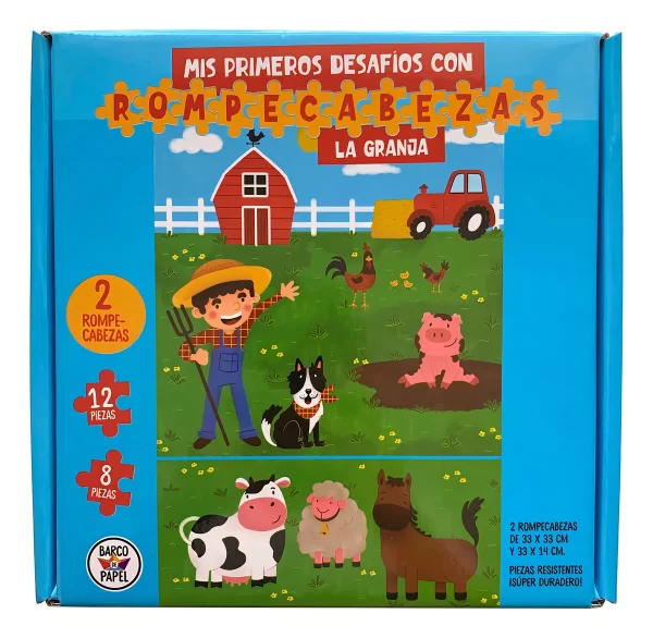 BARCO DE PAPEL - LA GRANJA - 2 ROMPECABEZAS ( 8 Y 12 PIEZAS )