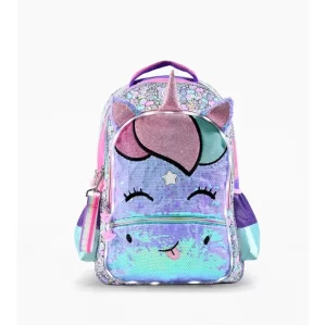 MOCHILA ESPALDA FOOTY ESCUELA UNICORNIO OREJITAS 45CM LUZ LED