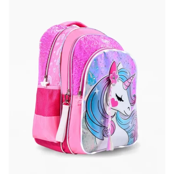 MOCHILA ESPALDA FOOTY ESCUELA UNICORNIO CON COLITA 45CM LUZ LED - Imagen 5