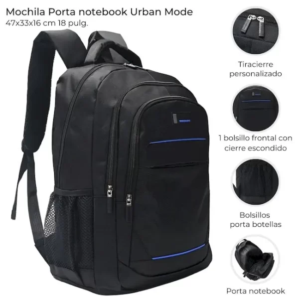 MOCHILA ESPALDA WANDERLUST URBAN MODE 2 COMPARTIMIENTO 47CM - Imagen 2