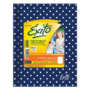 CUADERNO TAPA DURA EXITO RAYADO AZUL LUNARES X 48 HOJAS