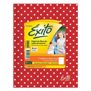 CUADERNO TAPA DURA EXITO RAYADO ROJO LUNARES X 48 HOJAS