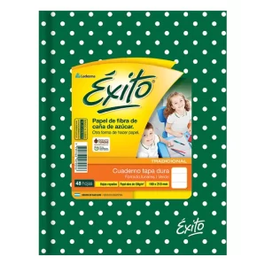 CUADERNO TAPA DURA EXITO E1 LUNARES VERDE RAYADO X48 HOJAS
