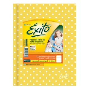 CUADERNO TAPA DURA EXITO E1 LUNARES AMARILLO RAYADO X48 HOJAS