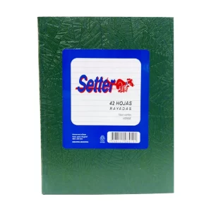 CUADERNO TAPA DURA SETTER E1 VERDE RAYADO X42 HOJAS