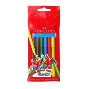 MARCADOR FIBRAS ESCOLAR FABER CASTELL AL AGUA X 6 LARGOS