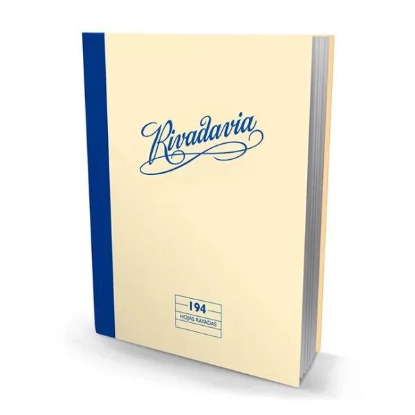 CUADERNO TAPA DURA RIVADAVIA RAYADO X 194 HOJAS.