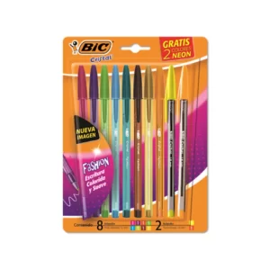 BOLIGRAFO LAPICERA BIC FASHION COLORES X8 + 2 NEON.