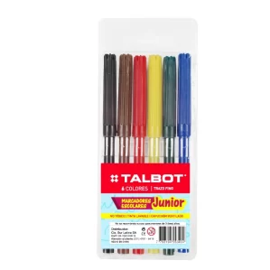 MARCADOR FIBRAS ESCOLAR TALBOT JUNIOR AL AGUA ESTUCHE X6U.