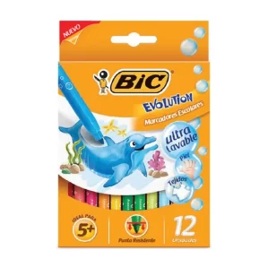 MARCADOR FIBRAS ESCOLAR BIC EVOLUTION ULTRA LAVABLE X12U.
