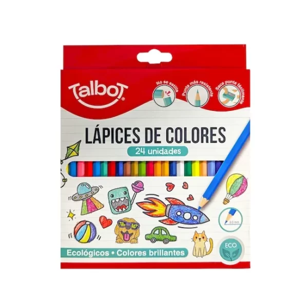 LAPICES COLORES ESCOLAR TALBOT ECO X24 LARGOS