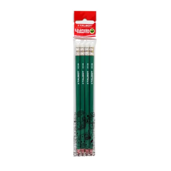 LAPIZ ESCOLAR TALBOT GRAFITO CON GOMA ECO X4U.