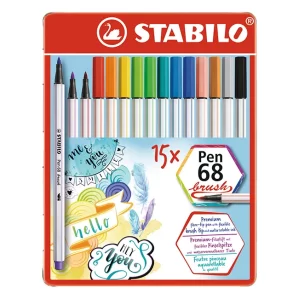 MARCADOR STABILO PEN 68 BRUSH ESTUCHE LATA X15U.