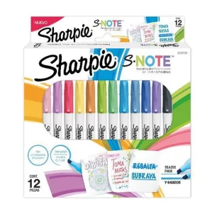 KIT SHARPIE NOTE X12 PUNTA CHANFLEADA