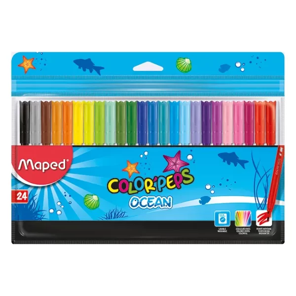 MARCADOR FIBRA ESCOLAR MAPED COLOR X24 LARGOS