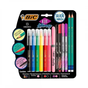 KIT ESCOLAR MARCADOR FIBRA LAPIZ BIC INTENSITY LETTERING SURT X13U.