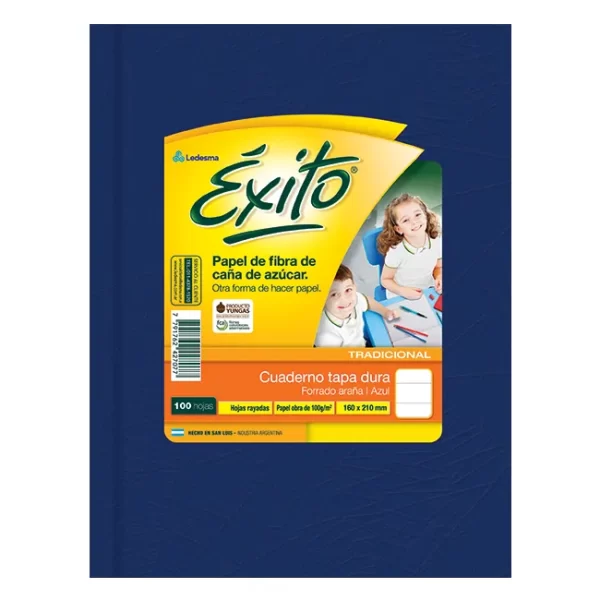 CUADERNO TAPA DURA EXITO CUADRICULADO AZUL X 100 HOJAS