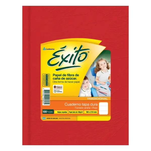 CUADERNO TAPA DURA EXITO RAYADO ROJO X 100 HOJAS
