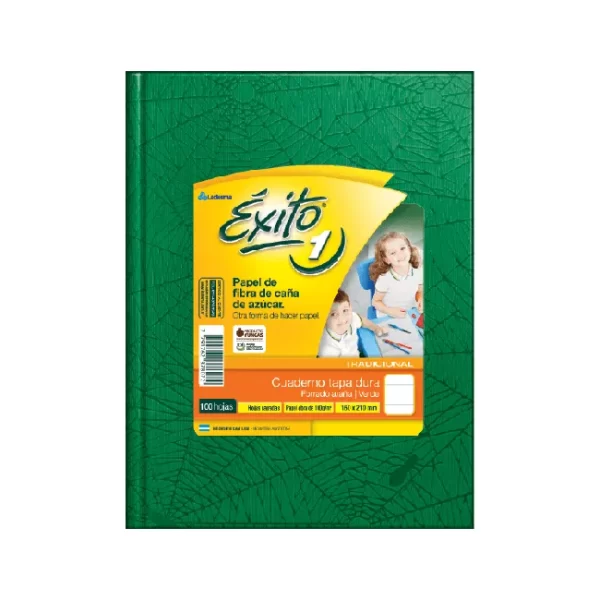 CUADERNO TAPA DURA EXITO RAYADO VERDE X 100 HOJAS