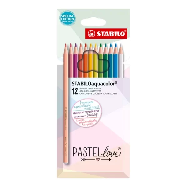 LAPICES STABILO AQUACOLOR PASTELLOVE ESTUCHE X12