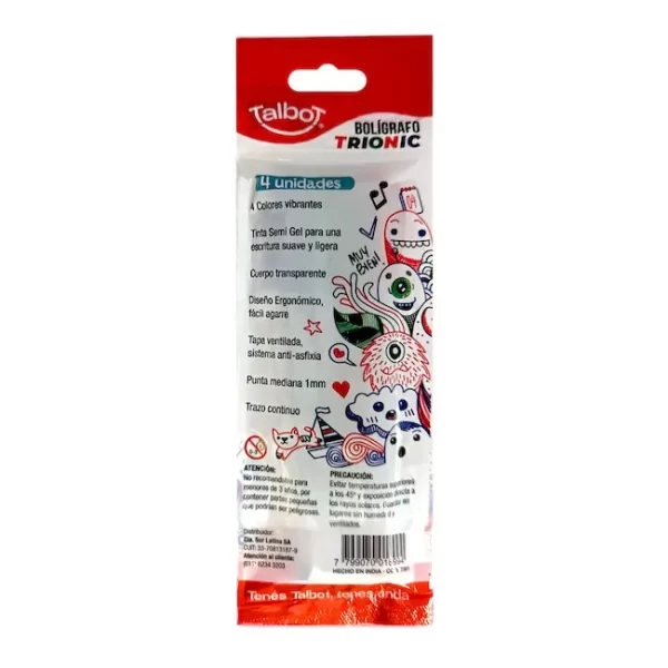 BOLIGRAFO LAPICERA TALBOT TRIONIC 1MM X4 COLORES - Imagen 2