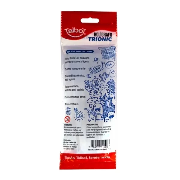 BOLIGRAFO LAPICERA TALBOT TRIONIC 1MM X4 AZUL - Imagen 2