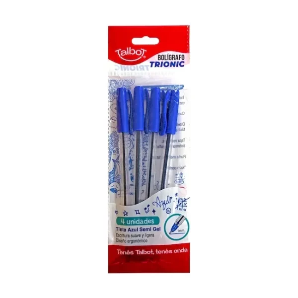 BOLIGRAFO LAPICERA TALBOT TRIONIC 1MM X4 AZUL - Imagen 3