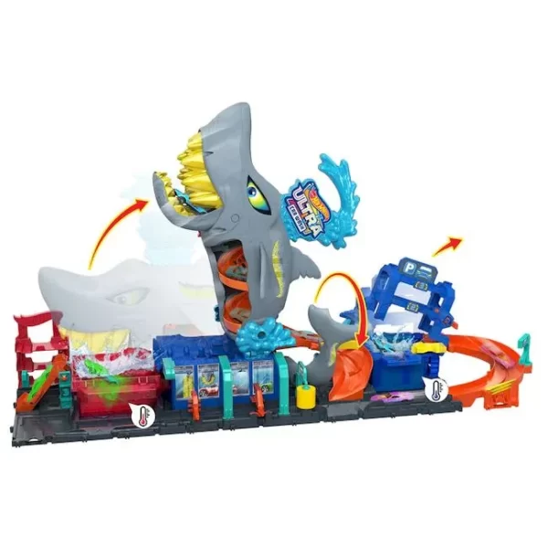 PISTA HOT WHEELS CITY TUNEL DE LAVADO DEL SUPERTIBURON - Imagen 12